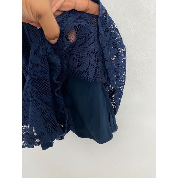 Abercrombie & Fitch Lace Navy Blue Short Romper Small - Picture 7 of 11